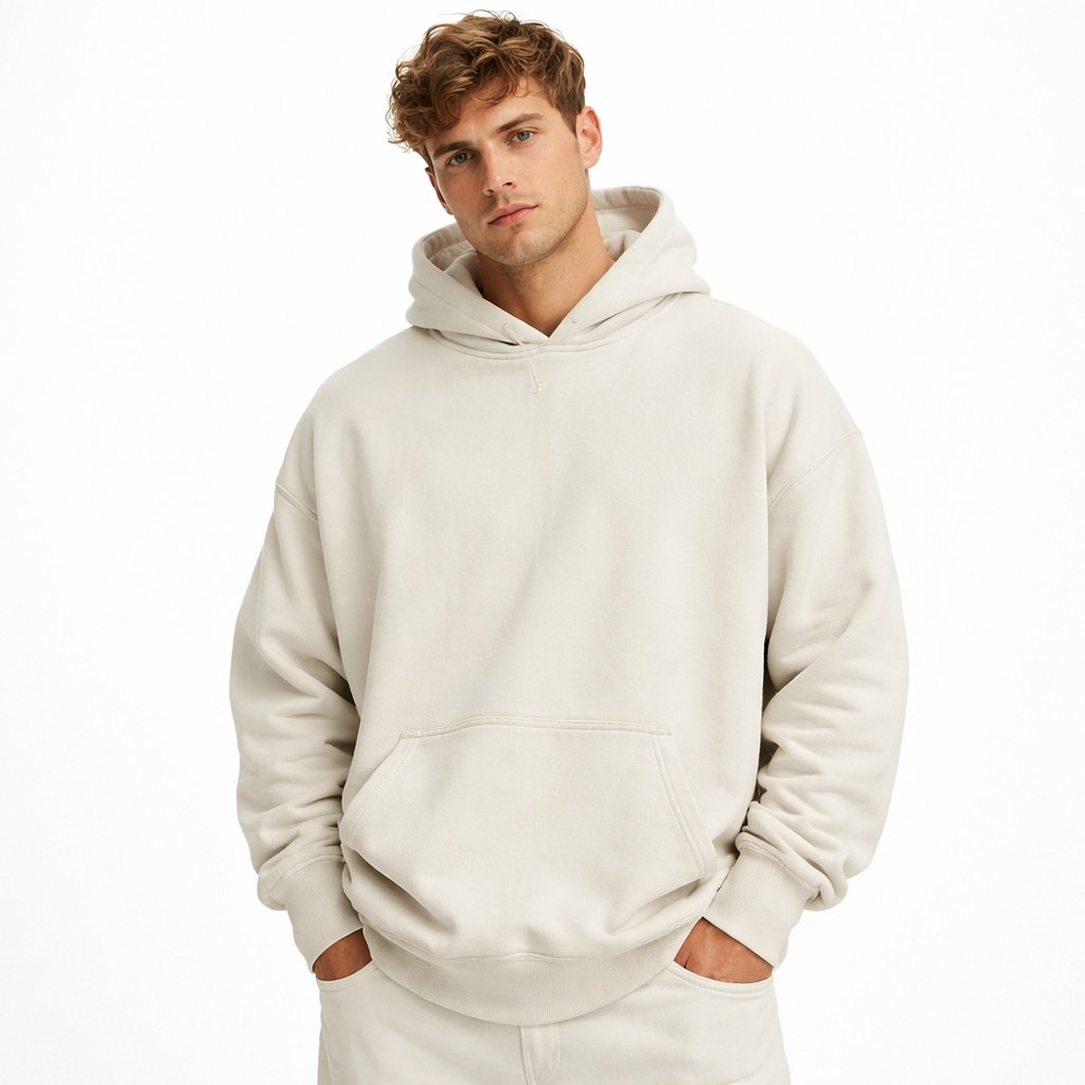 Jack & Jones Core Oversized Hoodie Men XL Cream 100% Cotton used
